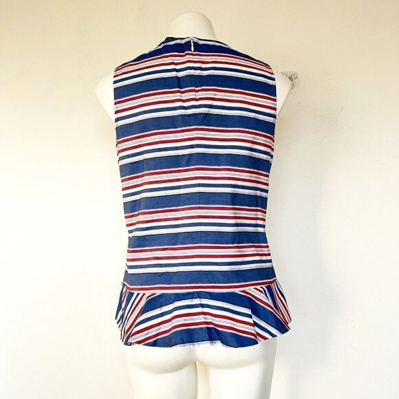 Tommy Hilfiger nautical Striped Peplum Top SMALL red Blue Sleeveless - Picture 6 of 12